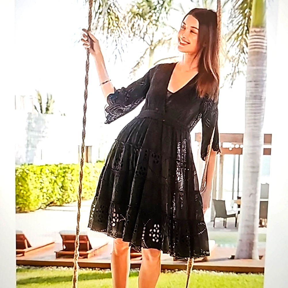 Johnny Was Bluebelle dress black boho size L